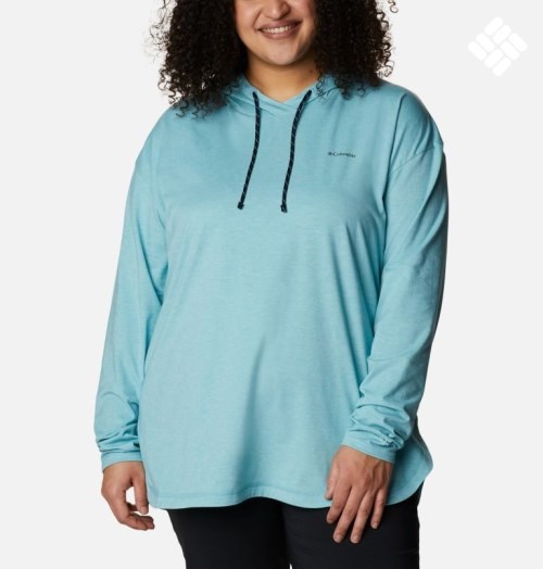 Hanorac Cu Gluga Columbia Sun Trek Pullover Dama Turcoaz | Plus Size EM07M1Z89